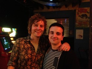 Kevin and Adam after the Bob Evans Familiar Stranger Tour show at Fowler's Live, North Tce., Adelaide (April 27, 2013).