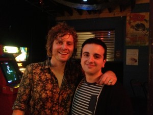 Kevin and Adam after the Bob Evans Familiar Stranger Tour show at Fowler's Live, North Tce., Adelaide (April 27, 2013). 