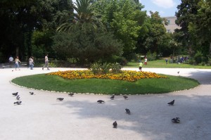 National Gardens. The pigeons were less "swoopy" than what was to come in Venice.